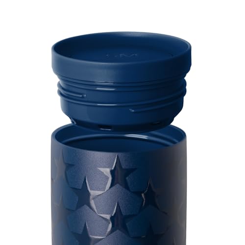 Image of Simple Modern 4th of July Signature Voyager | 16oz Travel Coffee Mug Tumbler with 360 Lid | Gifts for Women Men | Ceramic-Lined Insulated Stainless Steel Cold Brew Iced Coffee Cup | Stars Navy