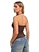 REORIA Womens Adjustable Plunge Halter Double Lined Tank Top Backless Sexy Going Out Y2K Slim Fit Side Split Camisole Crop Top Coffee Medium