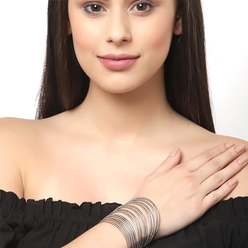 Set of 24 Traditional Metallic Oxidised Plated Plain Bangles