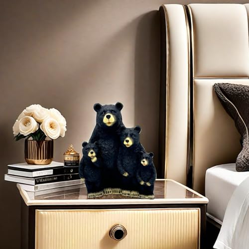 Estatua Decorativa de Familia de Osos Negros en Resina miniatura 5