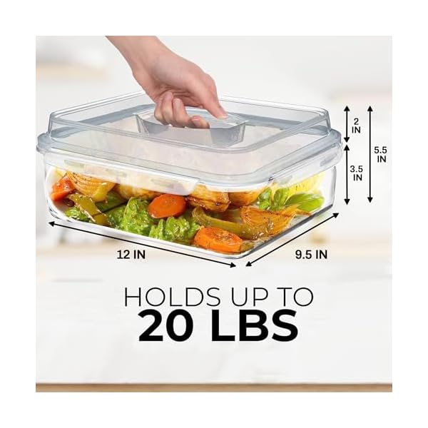 4800 ml 163 oz 21 cup large glass food storage container with airtight locking lid ideal storing food vegetables fruits baking casserole lasagna roasting turkey chicken bpa free oven safe  urban country home decor