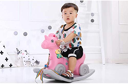 ZHANGYUEFEIFZ Schaukelpferd Plüsch Schaukeltier Pferd Rocking Horse-Kinderstuhl-Kindergarten-Baby-Plastikmusik Kann… – Bild 5