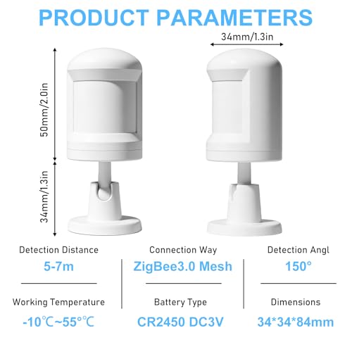 Sensor de movimiento, sensor de movimiento inteligente ZigBee PIR para sistema de alerta, mini sensor de contacto inalámbrico para automatización del hogar inteligente, ángulo de detección de 150° - imagen 2