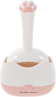 Healifty Wall-Mounted Cat Litter Scoop with Fine Mesh and Dual-Slot Sifting, Plastic Poop Scooper for Cat Litter Box Cleaning, Pink Pet Sand Shovel for Kitten and Reptile Waste Removal