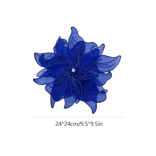 Image of Exaggerated Organza Fabric Flower Brooch Pin for Women Girls Fashion Dainty Layered Big Beaded Corsage Boutonniere Brooches Lapel Pins Delicate Wedding Birthday Holiday Dress Accessories Jewelry Gift