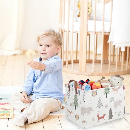 Image of FXOLCSHE Rectangular Animals Basket,Waterproof Storage Bin for Bedroom,Nursery Hamper,Storage Bin for Boys Room Decor,Gift Basket,Animal Room Decor(Animals)