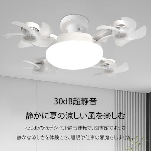[Luvian]シーリングファンライト E27口金 LEDライト 小型扇風機 無人機デザイン サーキュレーター 工事不要 静音 角度調整 天井照明 3 [3]