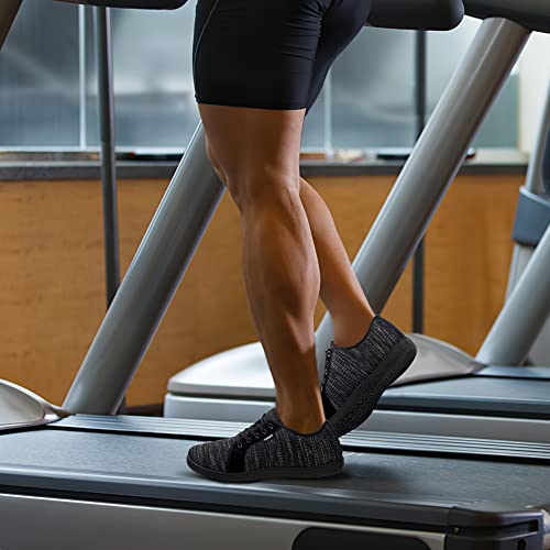 Men's Minimalist Walking Shoes Wide Toe Trail Runner Fashion Sneakers For Men Comfortable Lightweight Gym Non-Slip Low Top Laced-Up Dark Grey #TOP5