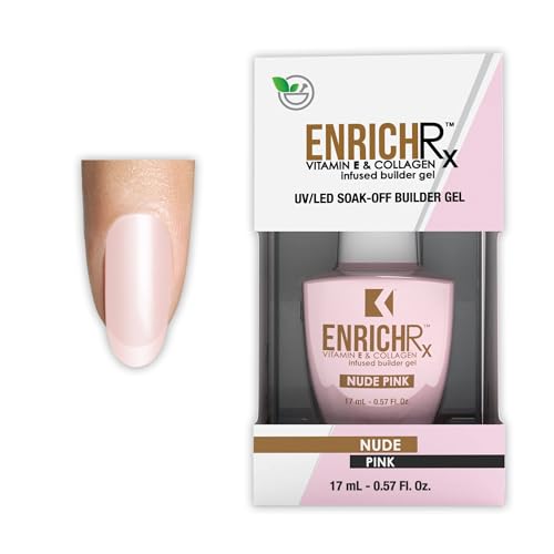 KUPA EnrichRx Builder Gel, Nude Pink, Vitamin E & Collagen Infused, UV/LED Soak-Off Gel Brush On Natural Nail, 0.57 Fl Oz
