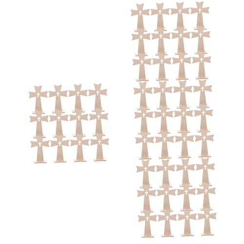 VILLCASE Tischkreuz Stehend 4 Sätze Holz Kreuzen Kleines Stehendes Kreuz Groß Coole Gadgets Autotelefonhalter Bastelset Basteln Für Wohndeko Selber Machen Party-diy-zubehör Khaki 30 Stück * 4