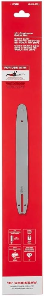 Compatible for use with Milwaukee 48-09-3001 16" Chainsaw Guide Bar w/ 3/8" Pitch 0.043" Gauge