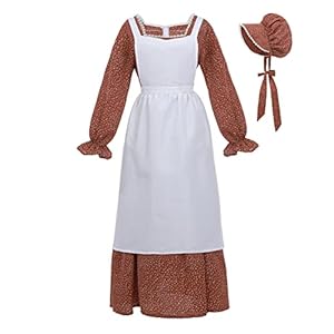 CR ROLECOS Colonial Pioneer Prärie-Kleid für Damen, florales Amish-Kleid, Pilger-Kostüm, Pionier-Trek-Kleidung, Rot/Ausflug, einfarbig (Getaway Solids), XXL
