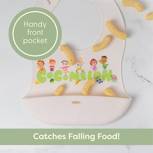 CoComelon Silicone Bibs for Babies with Adjustable Neck - Durable Baby Silicone Bibs - Baby Bib with Food Catcher Pouch for Mess-Free Meal Time - Baby Led Weaning for Boys and Girls4