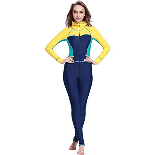 LANBAOSI Women's Front Zipper One Piece Wetsuit Diving Surfing Bodysuit with Hooded