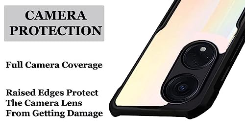 Image of A rtistque Clear Hard Transparent Acrylic Armor Anti-Drop Shockproof TPU Edge Back Cover Case for Oppo Reno 8T 5G - Black
