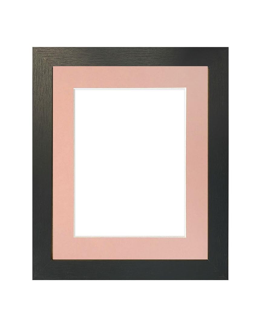 FRAMES BY POST Studio Black Ash Picture Photo Frame with Pink Mount 12 x 10 for Image Size 10 x 8