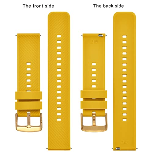 Bisonstrap Watch Strap 18Mm, Quick Release Silicone Watch Bands For Men Women (Yellow, Gold Buckle) #TOP2