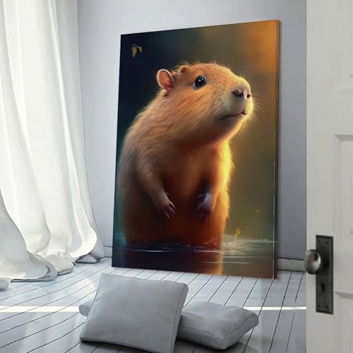 Impression tableaux coloré capybara art abstrait moderne 50x75
