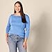Amazon Essentials Women's Slim-Fit 3/4 Sleeve Boat Neck T-Shirt, Blue, Medium