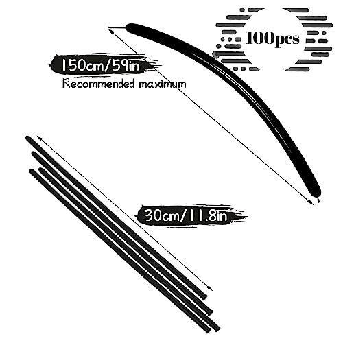 Image of LXZFCRG 260 Balloons Black Long Balloon for Balloon Animals, 100pcs Twisting Balloons for Balloon Garland Animals Modeling Birthday Wedding Party Decorations (Black)
