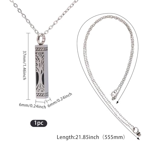 Collier urne arbre de vie acier inoxydable pendentif cendres