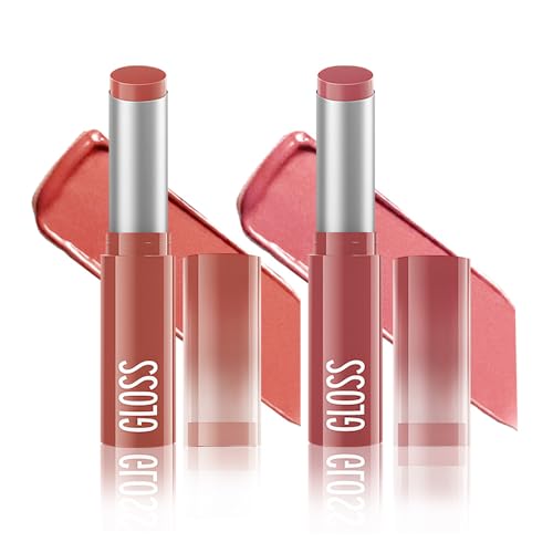 Image of 2Pc Butter Lipstick Tinted Lip Balm, Shine Moisturizing Plumper Lipstick for Women, Natural Nourishing Hydrating Lip Gloss Stain for Dry Lips, Lightweight Lip Liner Care Vegan Makeup, 06 & 07