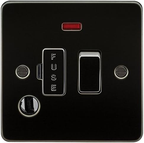 Knightsbridge FP8900BB Brushed Brass FPAV8900BB Flat Plate 115V/230V Dual Voltage Shaver Socket Black Insert, 230 V