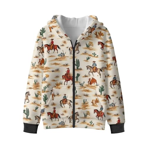 WELLFLYHOM Horse Graphic Hoodies 6-16 Fleece Lined Kids Girls Zipper Sweatshirt Long Sleeve Cardigan Hoodie with Pocket4