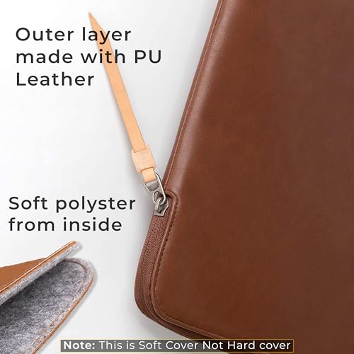 Image of CONTACTS Slim Protective Laptop Sleeve 13-13.3 Inch Compatible with 13 Inch MacBook Pro & MacBook Air, Faux Leather Bag Water-Resistant Cover Notebook Computer Case for Mac - Tan-New