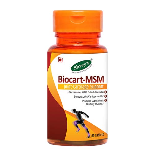 Shrey’s Biocart-MSM Glucosamine, MSM, Quercetin & Rutin – 60 Tablets (for Optimal Joint-Cartilage Support & Pain Relief) (Pack of 1) Shrey’s Biocart-MSM Glucosamine, MSM, Quercetin & Rutin – 60 Tablets (for Optimal Joint-Cartilage Support & Pain Relief) (Pack of 1)