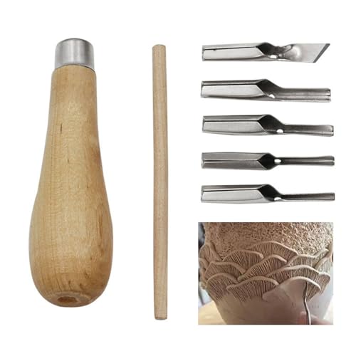 JOYOLA Herramientas para Tallar Madera, Juegos de Cortador de Linóleo, Herramienta de Escultura de Carpintería con 5 Cuchillas para Bloques de Talla de Bricolaje, Escultura Y Pintura Artística