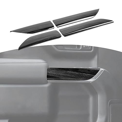 RT-TCZ for Silverado Inner Door Panel Trim Cover for Chevy Silverado GMC Sierra 2019 2020 2021 2022 Black Wood Grain Interior Accessories 4pcs (for Double Cab) by RT-TCZ - Used condition - US$20.88