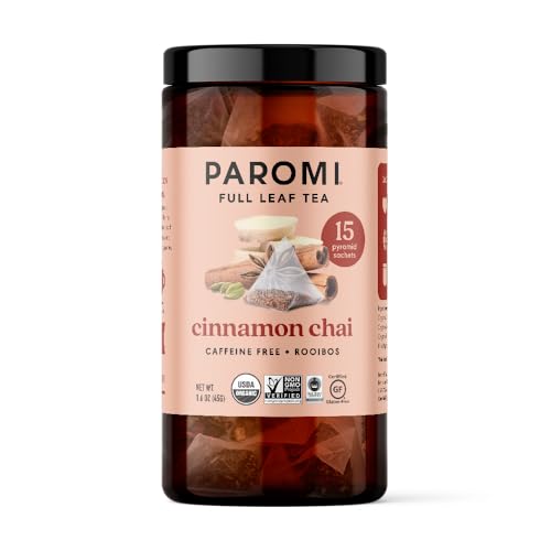 Paromi Cinnamon Chai Rooibos Organic Tea, Signature Jar, 15 Count