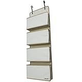 Large over the door Organizer and Storage Shelves Metal Hooks | Ideal for back of closet doors organizers | Big pockets Bathroom Hanging Wall basket