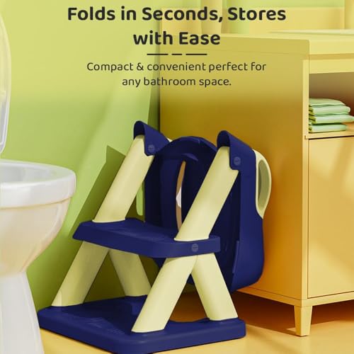 Image of StarAndDaisy Baby Potty Training Seat for Kids 1-3 Years | Toilet Seat for Kids with Height Adjustable & Removable Soft Cushion, Fits All Western Toilets seat (Blue Yellow)