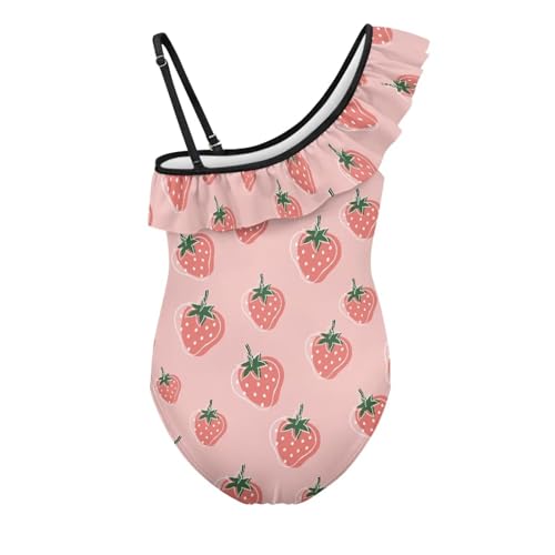 Image of Girls One Piece Swimsuit Ruffled Halter Bathing Suit with Adjustable Strap Beach Sport Swimwear for 3-14 Years