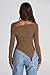 PRETTYGARDEN Women's Spring Long Sleeve Y2K Crop Top Trendy Off Shoulder Asymmetrical Fitted Knit Tee Shirts Going Out Tops (Brown,Medium)