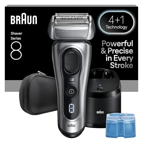 Image of Braun Series 8 8567cc Electric Razor for Men, 4+1 Shaving Elements & Precision Long Hair Trimmer, 5in1 SmartCare Center, Close & Gentle Even on Dense Beards, Wet & Dry Electric Razor, 60min Runtime
