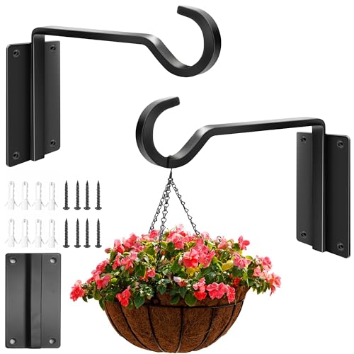 BAERFO Plant Hanger Outdoor(6 Inch/2 Pack) Heavy Duty Hanging Plant Bracket for Hanging Plants Outside, Plant Wall Hooks for Bird Feeders, Wind Chimes, Flower Baskets