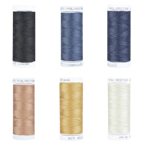 Simthread Heavy Duty Blue Jeans Thread for Denim Sewing 67 Meters 6 Colors Pack