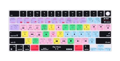 XSKN Final Cut Pro Shortcuts US Version Keyboard Silicone Skin Cover Fits for Apple Since 2021 Released MacBook Air MacBook Pro 13.6 15.3 14.2 16.2 Inch with M1 M2 M3 M4 Chip and Touch ID