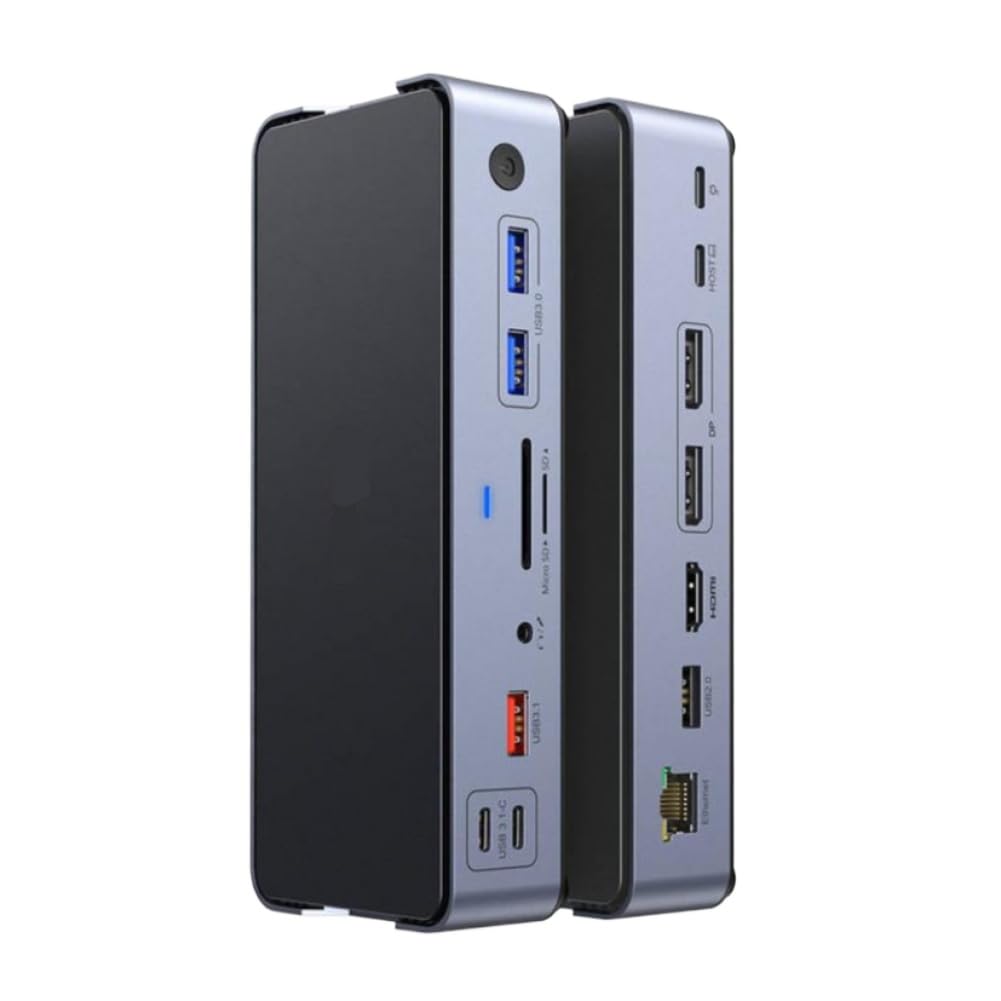 Hub USB C kompatybilny z laptopem USB typu C stacja dokująca wieloportowy adapter HDMI RJ45 PD3.0 USB-A 2.0 3.0 SD TF DP (15 w 1 (2DP 1HDMI))