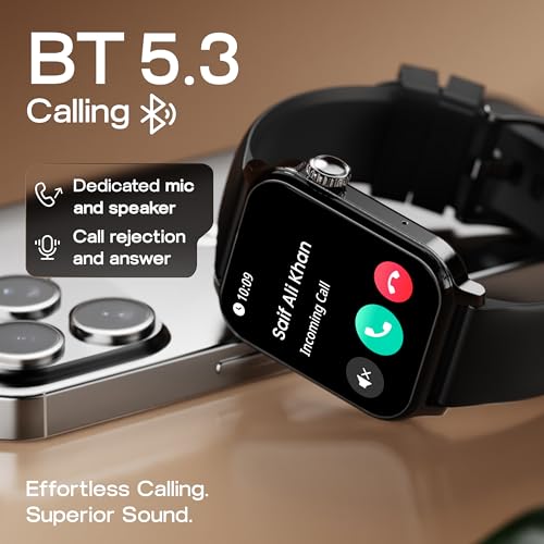 Image of GOBOULT Drift 2 Smart Watch 1.83'' HD Display,15 Days Battery Life, 150+Watchfaces, 500 Nits Brightness, AI Voice Assistant, SpO2 Monitoring (Storm Grey) (Carbon Black)