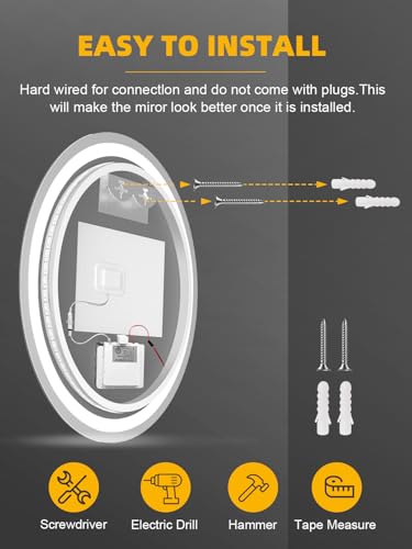 Bellanny Espejo Baño con Luz, 60cm Redondo Espejo de Pared, LED Espejos Retroiluminado con Función Antivaho, 3000K/4000K/6500K Regulable, Ajuste de Brillo, Memoria, IP44, para Case,Hotel,Peluquería - imagen 5