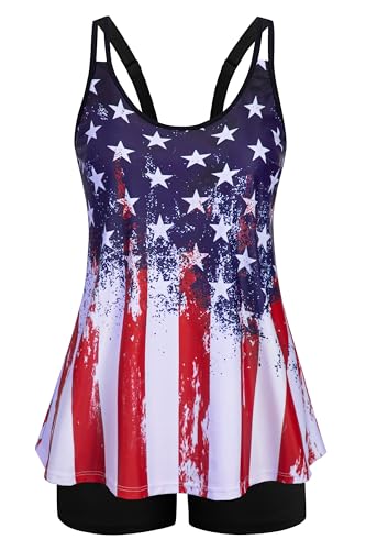 Arolina Arolina Tankini Swimsuits for Women Tummy Control Two Piece Bathing Suits 20 Plus American Flag-1