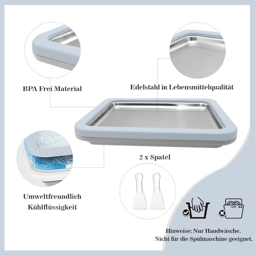 climafusion Eisplatte Eis Rolls zum Eis Machen DIY, Ice Cream Machine rolls maker mit 2 Spateln, Gelato Rollmaschine für Kinder Familie Hellblau