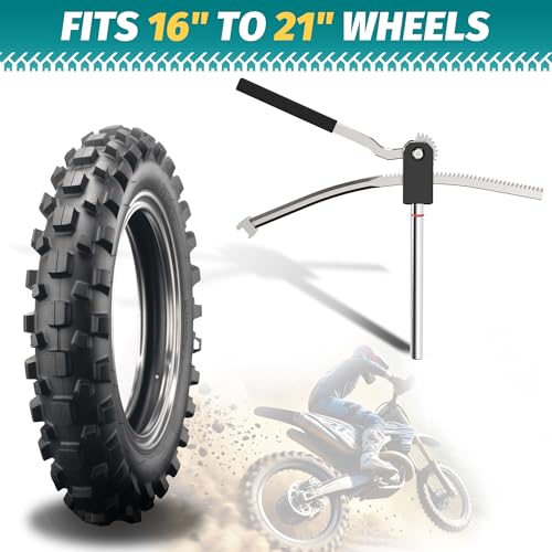 Image of SporGain Dirt Bike Tire Changing Tool Kit, Portable Tire Mounting Stand for 16 inch-21 inch Wheels, Fits 10-25mm Axles, Heavy-Duty Steel Construction, Foldable Design