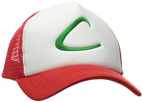 Pokemon Ash Ketchum Baseball Snapback Cap Trainer Hat for Adult Embroidered, Red