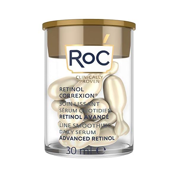 RoC-Retinol-Correxion-Line-Smoothing-Night-Serum-Capsules-10-Count RoC Retinol Correxion Line Smoothing Night Serum Capsules, Daily Anti-Aging Skin Care Treatment for Fine Lines, Dark Spots, Acne Scars, Stocking Stuffers for Men & Women, 10 Count
