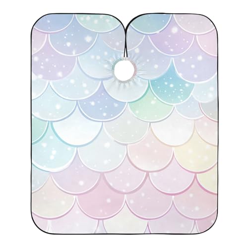 Hezely Mermaid Scales Hair Dye Cape, Barber Cape for Adults,Waterproof Salon Cape,Waterproof Hairdressing Styling Hair Cutting, 65